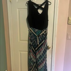 Maurices Black and Green Halter Maxi Sundress